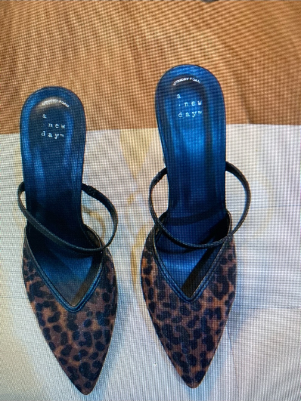 a new day Leopard Print Pointed Toe Slingback Mules in Brown and Black